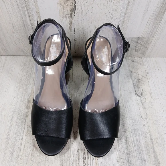 Bleecker & Bond Black Brown Sienna Platform Block Heel Sandals #560 - Picture 3 of 14